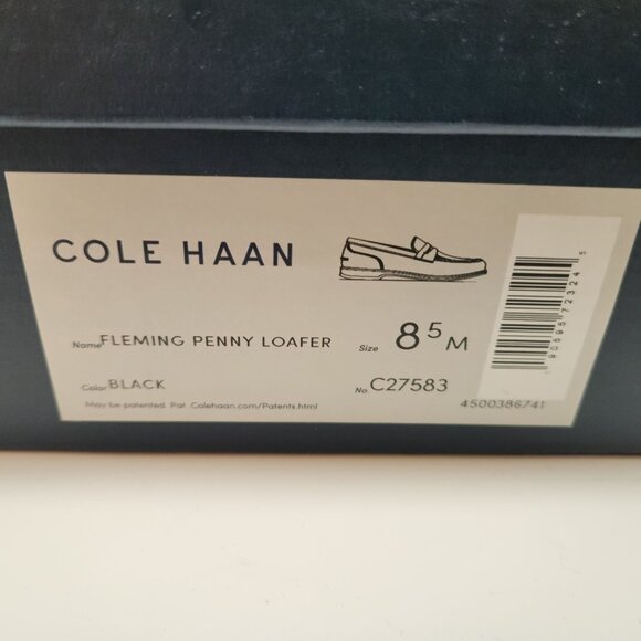 Cole Haan Mens Fleming Penny Loafer Size 8.5M Black Leather Slip-On Dress Shoes - Picture 2 of 15